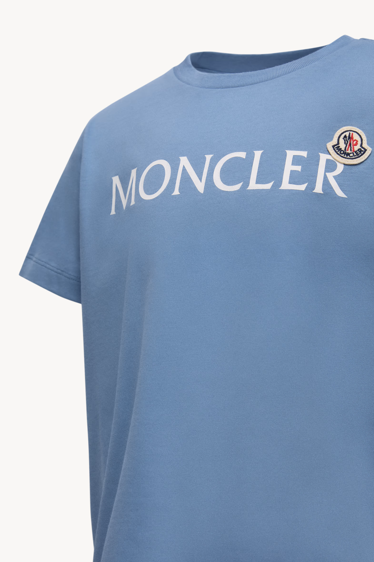 Logo Cotton T-Shirt Boy Cobalt Blue Moncler 3